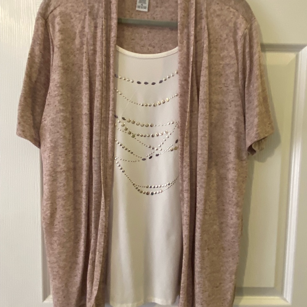 Cathy Daniel 2 in 1 Top, pretty, with silver decor, lightweight